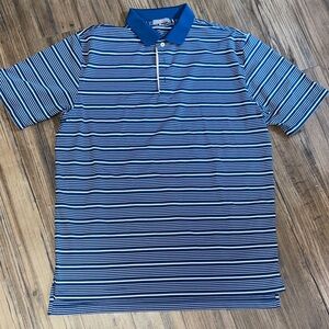 Peter Millar Navy and White Striped Polo
